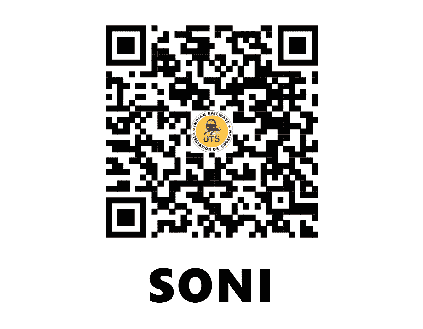 UTS QR Code for SONI - SONI (NC - MADHYA PRADESH)